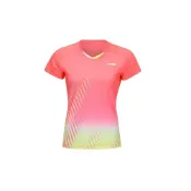 (店+)【LI-NING 李寧】AAYU144-1 LiNing李寧 速幹球衣比賽服 T恤 女款 螢光海棠紅