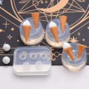 迷你 微縮食玩 甜筒 冰淇淋 硅膠 模具 水晶滴膠 uv 手工diy 冰淇淋 硅膠模
