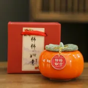 喜挖2店 【喜挖】柿柿如意柿子罐茶葉罐擺件陶瓷罐子慶典年會活動伴手禮品