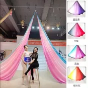 【彩色漸變】空中瑜伽吊床 家用瑜珈吊床 微彈力瑜伽吊床 單色5米全套含配件 瑜珈彈力帶
