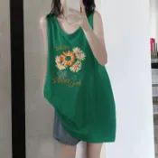 Aurora女裝 熱賣款【臺灣免運】美式復古純棉吊帶運動坎肩背心無袖t恤女夏季外穿寬松籃球服上衣