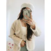 【Missy Shop】【結帳享5折】天鵝湖畔條紋毛邊小香外套-57475