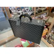 ☆最愛二手精品☆ LV COTTEVILLE 黑色棋盤格硬箱銀色釦公事包手提箱 N48190 C1961
