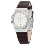 【MASERATI】瑪莎拉蒂 POTENZA LOGO浮雕 日期顯示 R8851108506 皮錶帶女錶 白 34mm