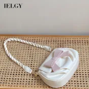 IELGY 女士韓版可愛蝴蝶結百搭斜挎小圓包