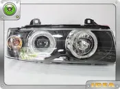泰山美研社9304 BMW E36 2D4D 黑框CCFL雙光圈一體成型魚眼大燈組