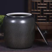 免運含稅 景德鎮陶瓷米缸 20斤帶蓋米桶 30斤防潮油缸 50斤防蟲儲水缸 家用陶瓷儲物罐 景德鎮防潮米桶 帶蓋儲物罐