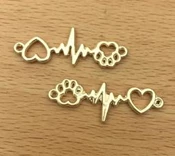 【匠真手作材料】…∼金色愛心腳印吊飾∼13*34mm…一份3個10元