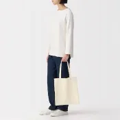 【MUJI 無印良品】布製購物袋原色A4