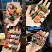 【新-品免-運】韓風ins網紅爆款鏤空發繩打結髮飾M豆頭繩扎馬尾頭繩高彈性皮筋雙線恐龍小飛象髮圈