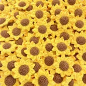 2/5 件向日葵針織人造花 6 厘米絲綢假花頭用於家居裝飾婚禮新娘裝飾 DIY 工藝禮品