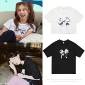 KPOP red velvet姜澀琪ITZY黃禮志同款衣服印花寬松短袖T恤休閑打底衫
