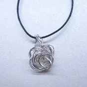 Metal-手作螺旋花鍊 - 銀色(純手工製作.禮物.飾品.美國進口.項鍊.禮盒.金屬線.仿皮繩)