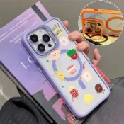 可愛吐司麵包磁吸防摔殼 金屬鏡頭支架 磁吸手機殼 iPhone 17 16 15 14 13 12 11 Max 防摔殼