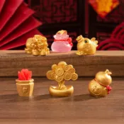 微景觀裝飾配件春節新年風車城堡小屋創意套裝小擺件卡通樹脂小房子裝飾品