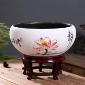 【免運 下單請先聊聊】大口徑景德鎮陶瓷花盆大水缸荷花盆睡蓮碗蓮傢用庭院特大號花盆