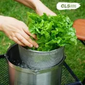 CLS戶外 露營登山 不鏽鋼瀝水籃 清洗瀝水一步到位 野餐洗菜漏水盆 多用途洗滌圓形網籃 折疊式提手 細密瀝水網孔