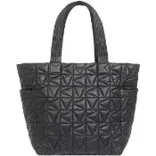 【Michael Kors】WINNIE黑色尼龍菱格紋大款輕量托特包