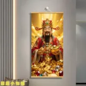 🔥台灣出貨🔥卡通送財神掛畫客廳玄關招財裝飾畫無紡布高清卷軸2026新款財神 媽祖 關聖帝君 財神爺 文昌帝君 招財