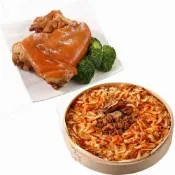華得水產 台灣萬巒豬腳+干貝櫻花蝦油飯 (總共2件組)