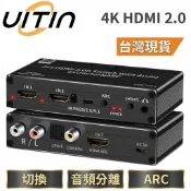 臺灣現貨HDMI 2進1出切換器 音頻分離器 支援 4K ARC 光纖Toslink 同軸 3.5mm 輸出電視音響必備