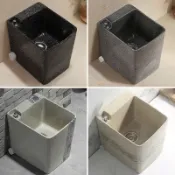 回響小舖 【復古仿水磨石】拖把池 拖布池 墩布池 洗水池 地拖盆 側排設計 陽臺洗衣槽 庭院清潔 家用拖把盆 黑色簡約風 耐髒易清潔