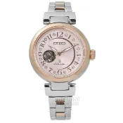 【SEIKO 精工】LUKIA 璀璨星光機械不鏽鋼手錶 銀粉x鍍玫瑰金 34mm(4R38-01L0P.SSA828J1)