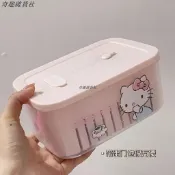 kitty瀝水籃💖 凱蒂貓帶蓋保鮮盒廚房冰箱食品級水果蔬菜整理冷藏收納冷凍密封盒 洗菜籃 水果藍 廚房收