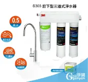 淨園淨水居家生活館 3M S303 櫥下型三道式淨水器-側吊片款 (PP系統+樹脂系統+S008活性碳系統) (贈流量計、大彎鵝頸龍頭)