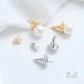 宏雲Hongyun-Ala-銅鍍14K包金冰淇淋甜筒女巫帽子空託吊墜手工diy手鍊項鍊串珠掛件