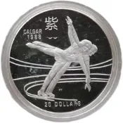 【小可熱銷】40.5mm 花滑 加拿大1988年卡爾加裡冬奧會紀念幣 20元