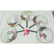 小麥手作舖︱絹布宮扇24cm︱竹柄宫扇 大號 空白扇子 兒童DIY 手工圓扇 繪畫團扇 宮扇 絹布扇