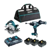 (店+)【MAKITA 牧田】＊中崙五金【附發票】牧田 充電式無刷雙機組 DLX2442GX1 震動電鑽 DHP486+圓鋸機 DHS780