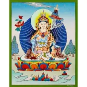 手工製作蓮花生大士唐卡 – 智慧與慈悲的精髓 | 藏傳藝術傑作