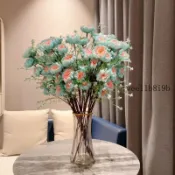仿真花✨高檔仿真花擺設杜鵑花假花餐桌幹裝飾客廳擺放花束插花藝家居擺件