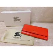 《免運》全新歐洲正貨正品 現貨Burberry 橘紅女長夾
