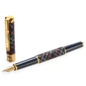 BURBERRY經典格紋金飾邊14K限量鋼筆(藍色)｜GoBrand購名牌