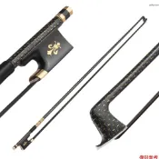 碳纖維小提琴琴弓 鑲金絲 黑色馬尾毛 適用4/4小提琴 單支裝（PVC圓管包裝）