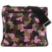 【DOKODEMO】Prada PRADA 迷彩肩包 VA0886 尼龍帆布 棕色/粉紅色 斜背/肩背包，A5 尺寸，拉鍊，女士 [二手]