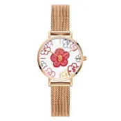 【Daniel Wellington】DW Petite Rich Flower 28mm 有錢花 玫瑰金編織錶-大花款(期間限定)