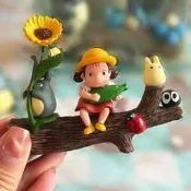 臺灣現貨微景觀打傘向日葵龍貓曉梅場景電腦捉棉旋關魚缸造景裝飾曉擺見