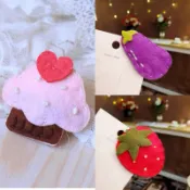 24時內發❤️日系超可愛不織布髮夾草莓🍓髮夾茄子小蛋糕BB夾