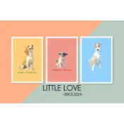 ［Little love]］水彩手繪米格魯、吉娃娃、剛毛獵狐梗小卡片、單面卡片、感謝卡、萬用卡（1組2入）