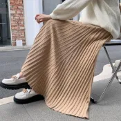 (店+)【巴黎精品】現貨+預購 高腰半身裙中長裙A字裙子大碼休閒大尺碼女裝(百褶大裙擺女裙子4色a1lg78)
