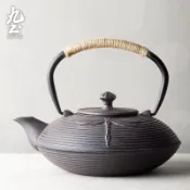 九土日式復古手作鐵壺鑄鐵茶壺內壁無塗層提樑式電陶爐煮茶器泡茶專用提樑壺功夫茶壺煮水壺花茶壺泡茶壺下午茶茶壺CHR0612