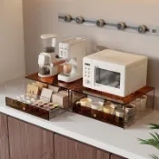 🔥臺灣出貨🔥透明亞克力咖啡檯面收納架咖啡機置物架底座茶包收納盒水杯儲物盒