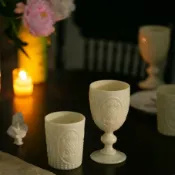 全球選品1館 生活百貨 復古高腳杯玉石古風法式中仿宮廷紅酒葡萄酒浮雕奶油玻璃水杯