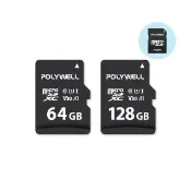 【POLYWELL】64GB microSD記憶卡 C10 UHS-I U3 附轉卡