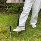 草坪打孔器 草坪打孔機 松土機 鏤空叉 實心叉 翻土取土工具 手動草地透氣器 草坪透氣叉 草坪鬆土叉