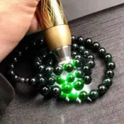 【小編推薦】/天然正品A貨項鍊墨翠珠鏈男女款手鍊68顆108顆珠子鏈證書